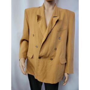 Helios Homme Paris France Gold Linen Men's Jacket Sz 54/US 44 Double Breasted